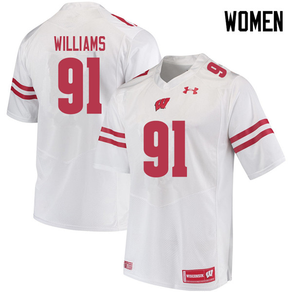 Women #91 Bryson Williams Wisconsin Badgers College Football Jerseys Sale-White